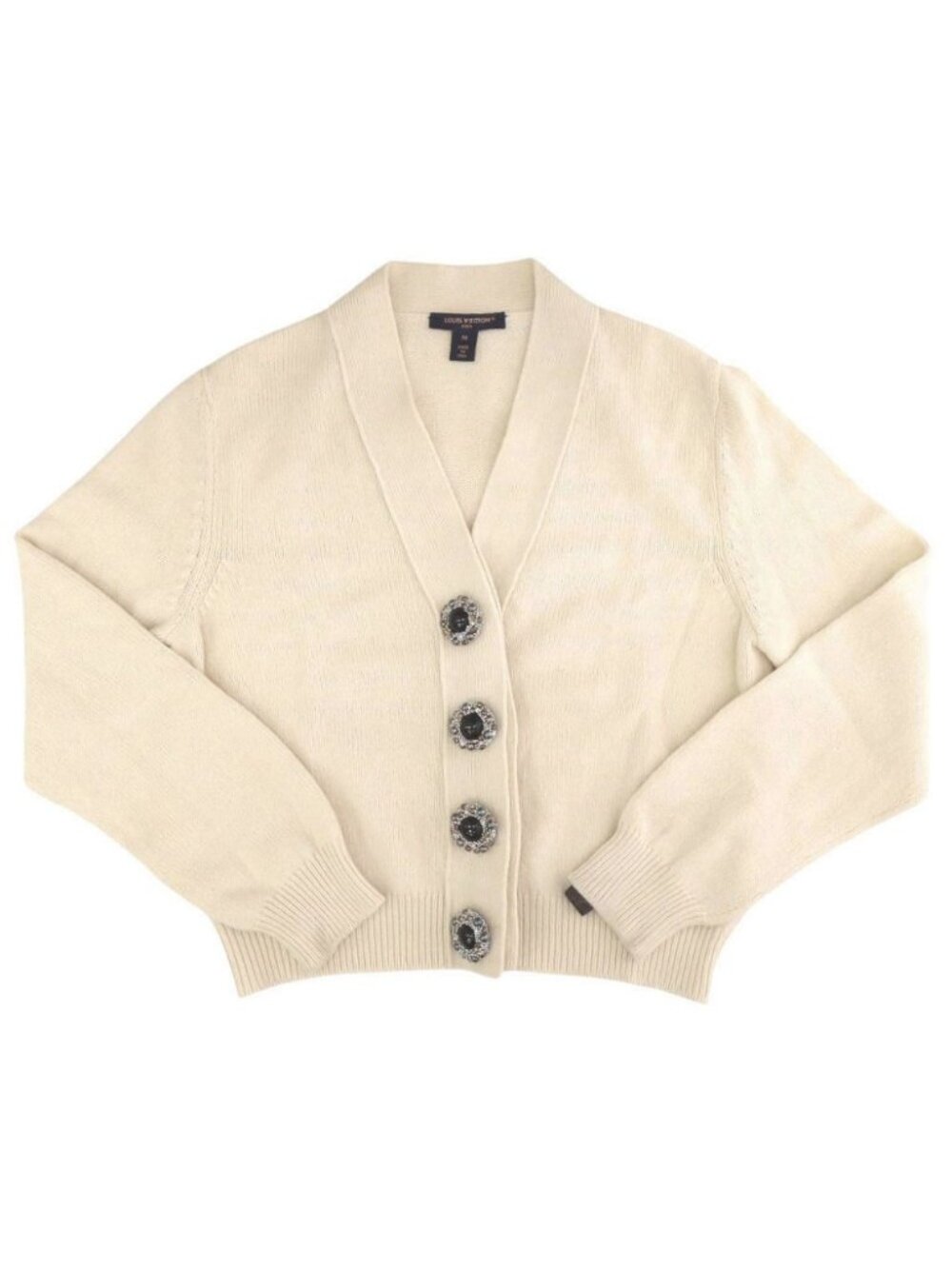 Louis Vuitton Jewel Button Cashmere Wool Ivory Cardigan M